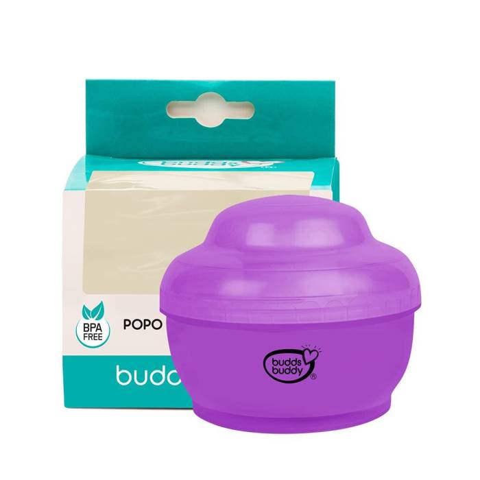 Buddsbuddy BPA Free Popo Baby Powder Puff With Storage Powder Case, (Blue)