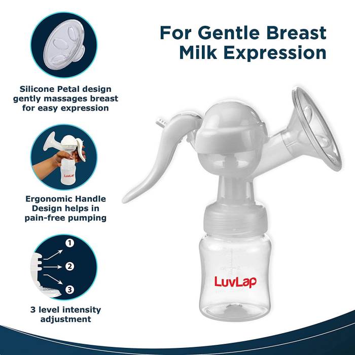 LuvLap Manual Breast Pump, 3 Level Suction Adjustment
