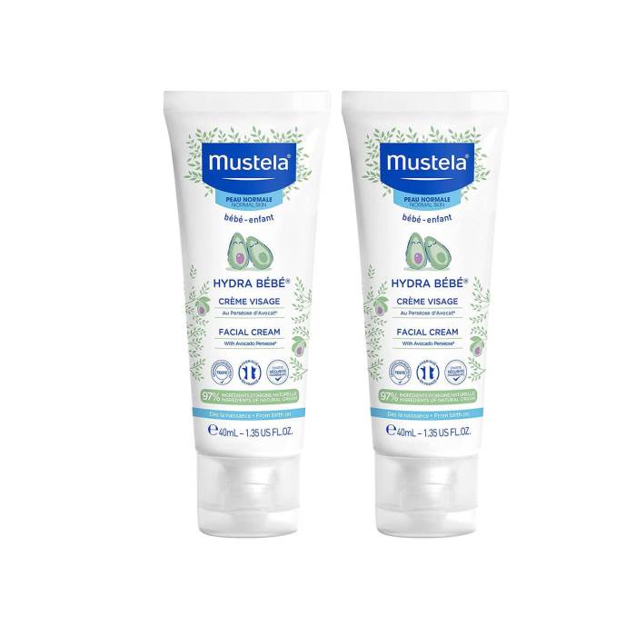 Mustela HydraBebe Facial Cream Normal Skin, White, 40ml (Pack OF x 2)(80ml)