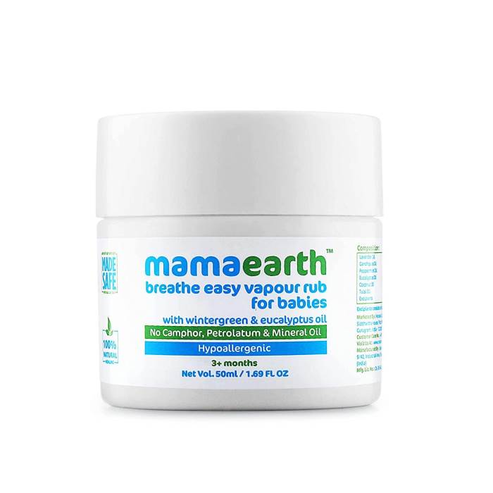 Mamaearth Natural Breathe Easy Vapour Rub Balm, with Wintergreen, Eucalyptus and Tulsi