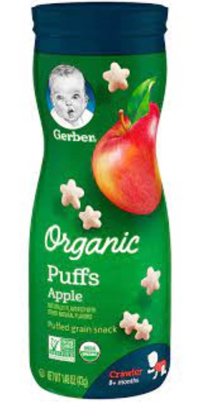 Gerber Baby Food Organic Puffs, 8 + Months, Apple, 1.48 oz (42 g) (Apple)