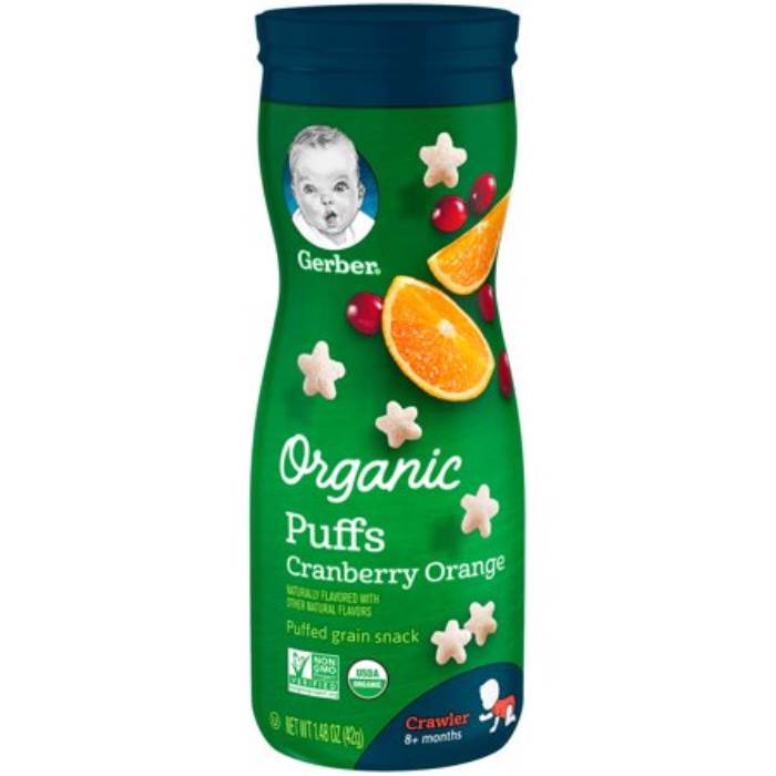 Gerber Baby Food Organic Puffs, Cranberry Orange, 1.48 oz (42 g) 8 + Months,