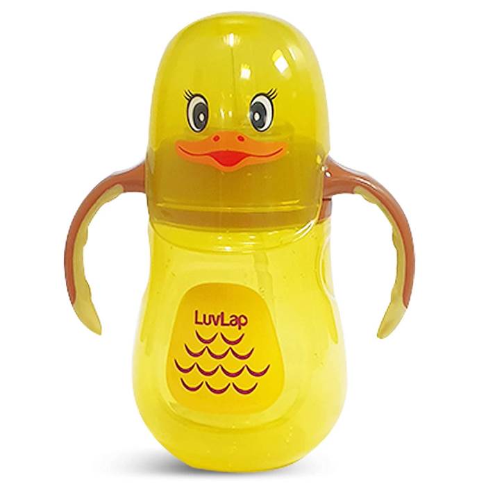 LuvLap Naughty Duck Sipper for Infant/ Toddler 280ml, Anti-Spill Sippy Cup with Soft Silicone Straw BPA Free, 12m+ (Yell