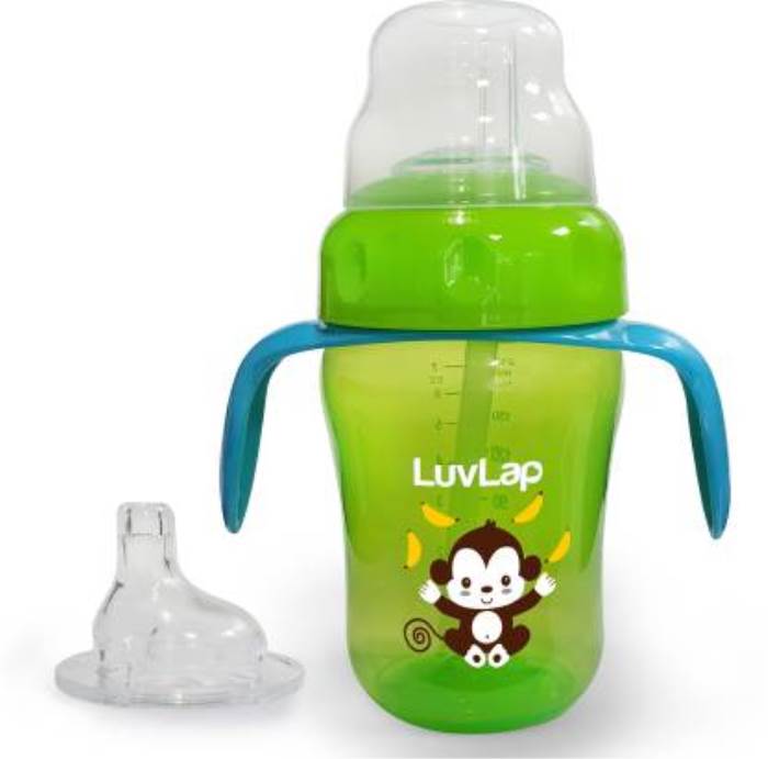 LuvLap Banana Time 150ml Anti Spill, Interchangeable Sipper / Sippy Cup with Soft Silicone Spout and Straw BPA Free, 6m+