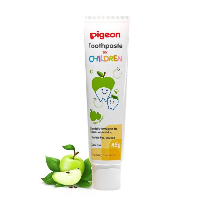 Pigeon Apple Toothpaste, For babies and Children,Fluroide -free,SLS free,Color free,Paraben Free, PH friendly,45 g
