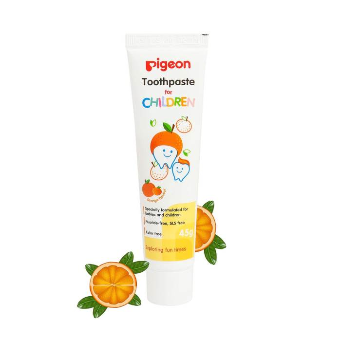 Pigeon Orange Toothpaste,For babies and Children,Fluroide -free,SLS free,Color free,Paraben Free, PH friendly, 45 g