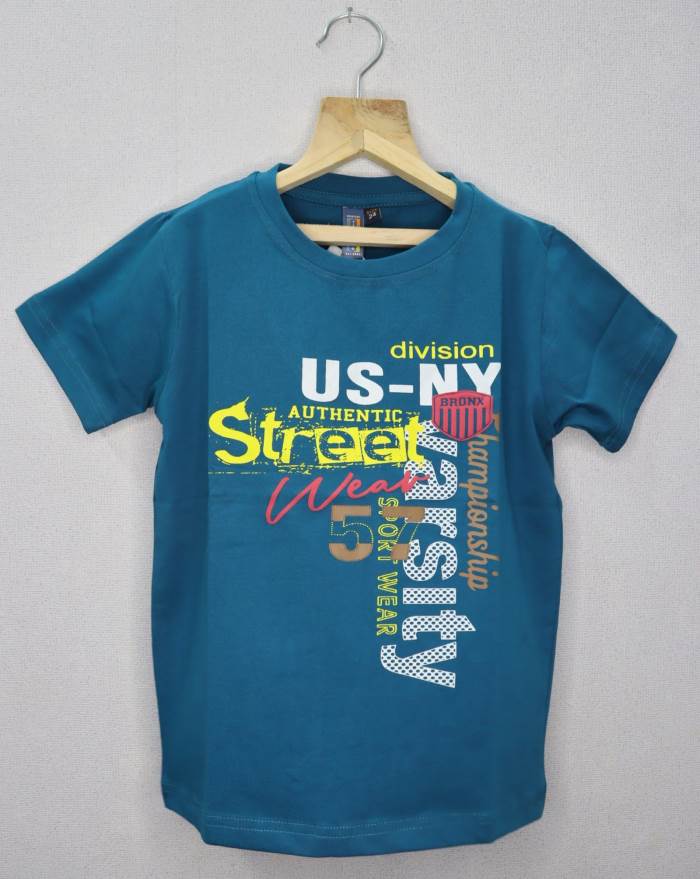 SMILE BABY TEAL BLUE Casual Wear Half Sleeves T Shirt For Boys (2759-L)