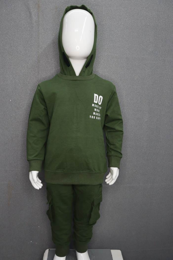 SMILE BABY BOYS CASUAL WEAR HOODED TRACK SUIT 1106/GREEN