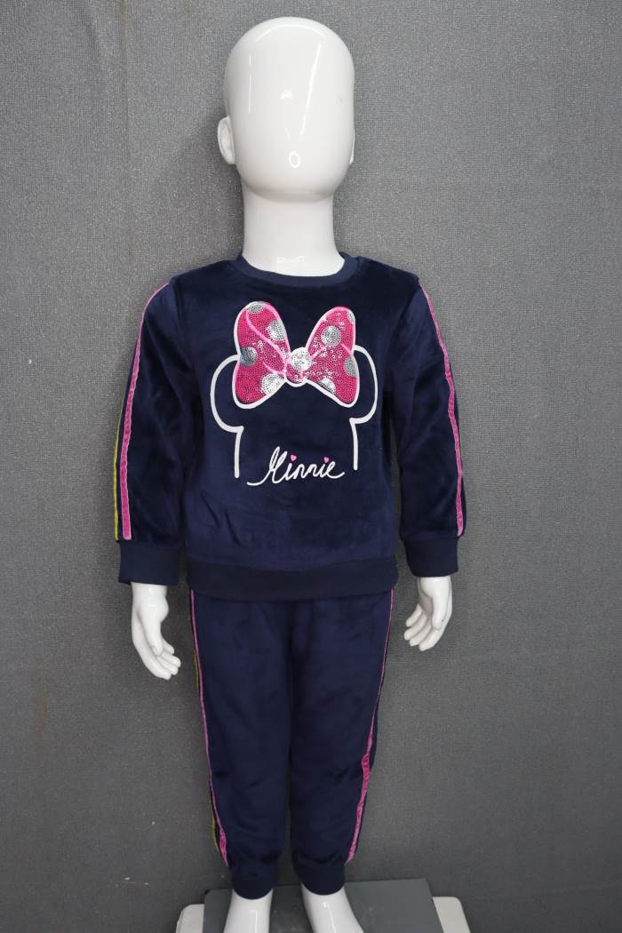SMILE BABY GIRLS FULL BOW PRINT TRACK SUIT NAVY