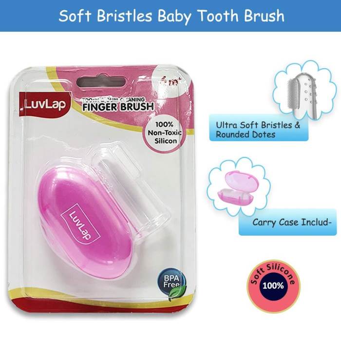 LuvLap Baby Silicone Finger ToothBrush with case for Easy Cleaning, Massaging, and Soothing Gums, Oral Hygiene
