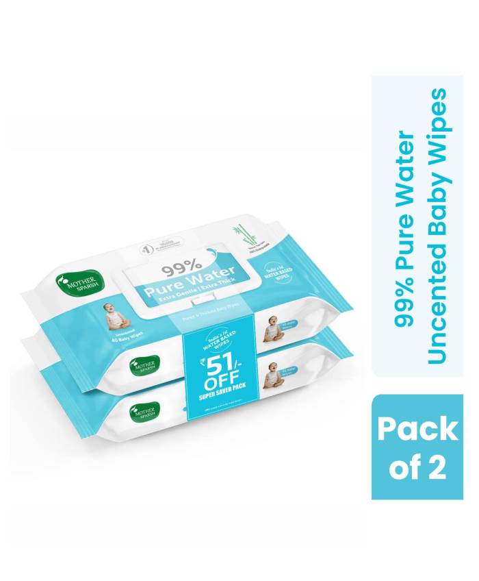 Mother Sparsh 99% Pure Water Baby Wipes Super Saver Travel Friendly Combo Pack Wipes Made with Plant Based Fabric Pack o
