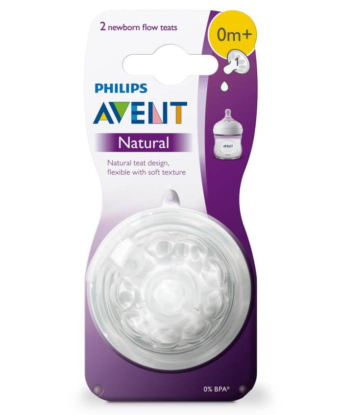 Philips Avent Natural Teat 1 Hole Newborn 0+month - Pack of 2