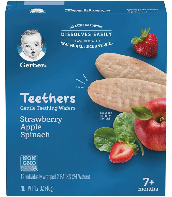 Gerber Baby Food Teethers, Strawberry Apple Spinach, 24 Count per box, 1.7 Ounce