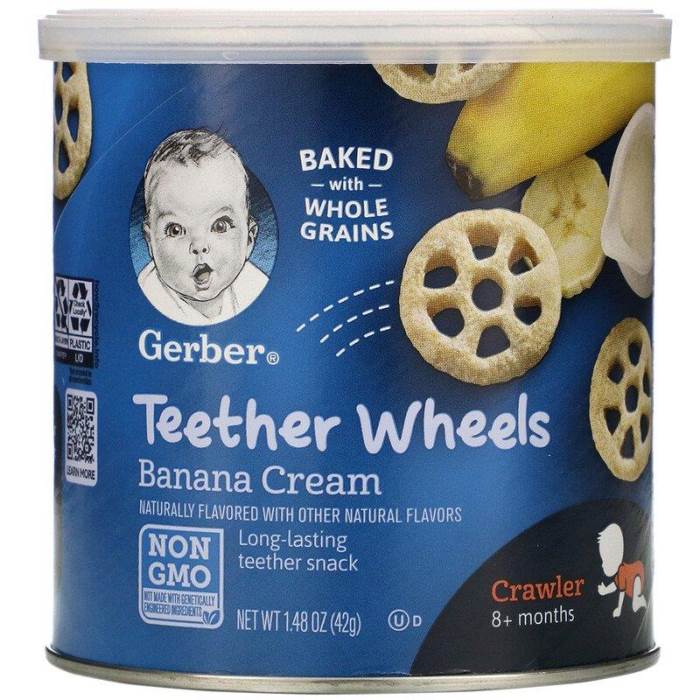Gerber Baby Food Teether Wheels, 8+ Months, Banana Cream, 1.48 oz (42 g)