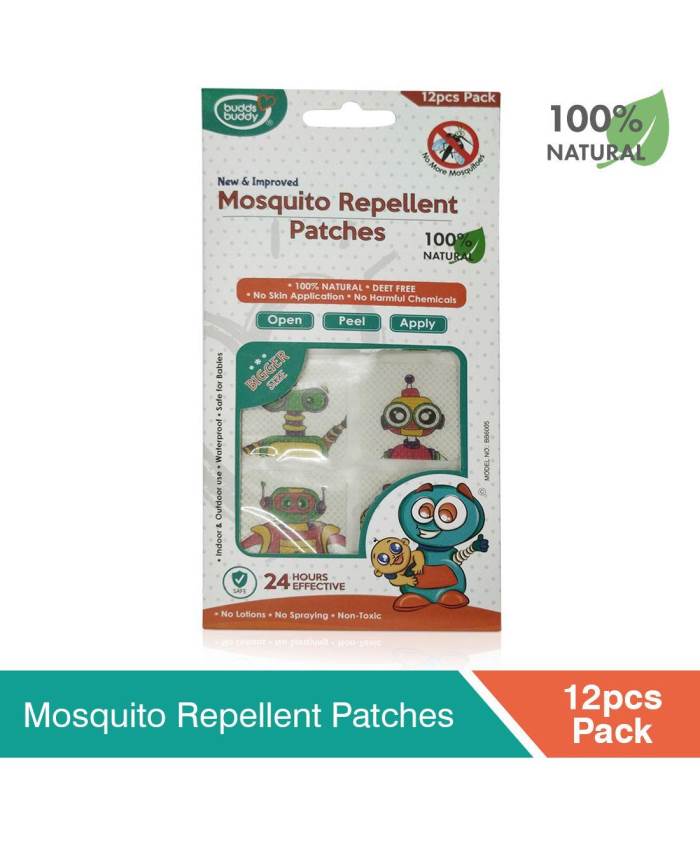 Buddsbuddy 100% Natural DEET Free Mosquito Repellent Patches- 12 Pieces