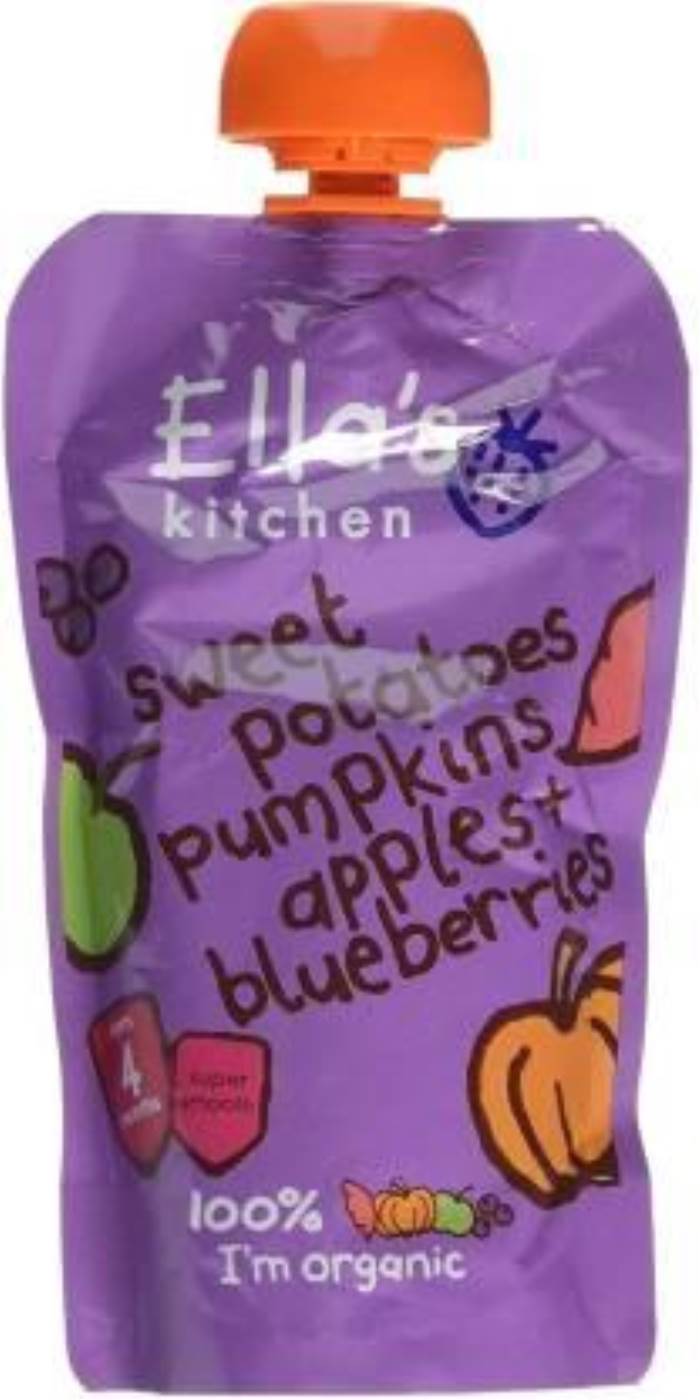 Ellas Baby Food Kitchen Sweet Potatoes Pumpkin Apples & Blueberries - 120gm