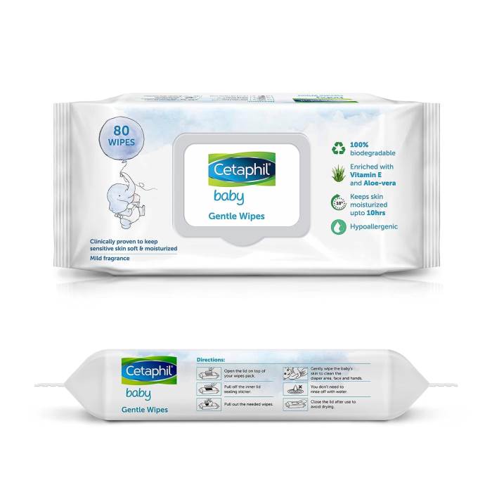 Cetaphil Baby Gentle Wipes with Aloevera & Vitamin E, 10 hrs Moisturisation - 100% Biodegradable