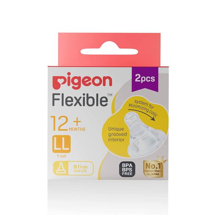 Pigeon FLEXIBLE NIPPLE 12 M+ LL Fast Flow Nipple  (Pack of 2 Nipples)