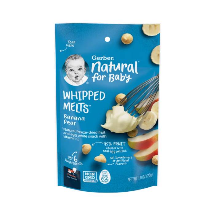 Gerber Baby Food Whipped Melts, Banana Pear, 10+ Months, 1.0 oz (28 g)