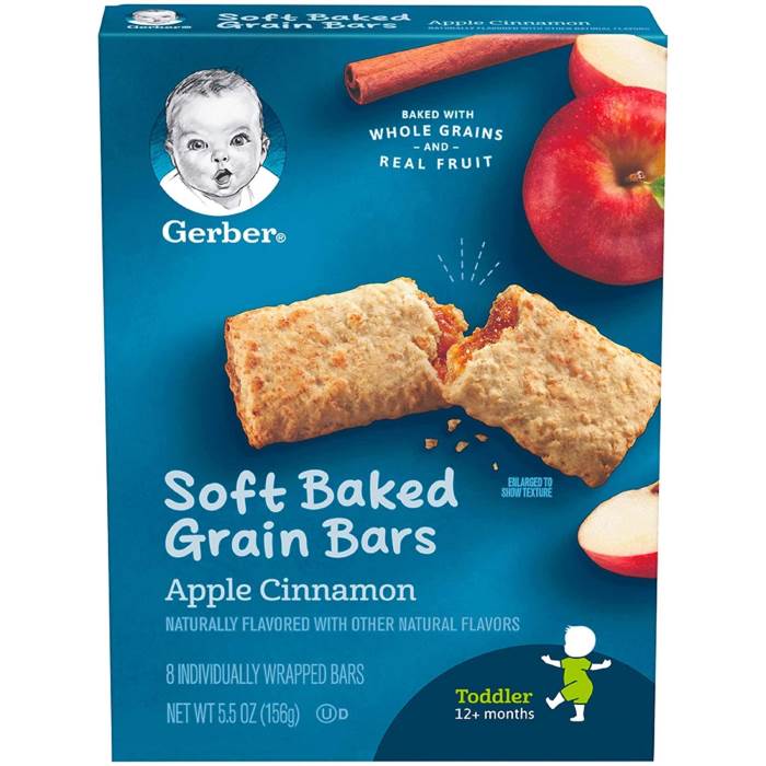Gerber Baby Food Soft Baked Grain Bars, Apple Cinnamon 