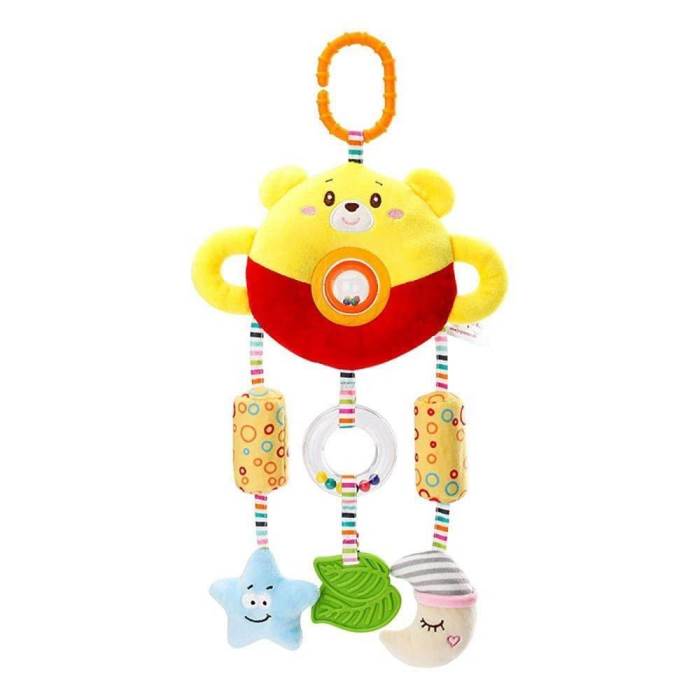 Smile Baby Baby Crib & Stroller Plush Playing Toy Car Hanging Rattles (Bear Yellow)