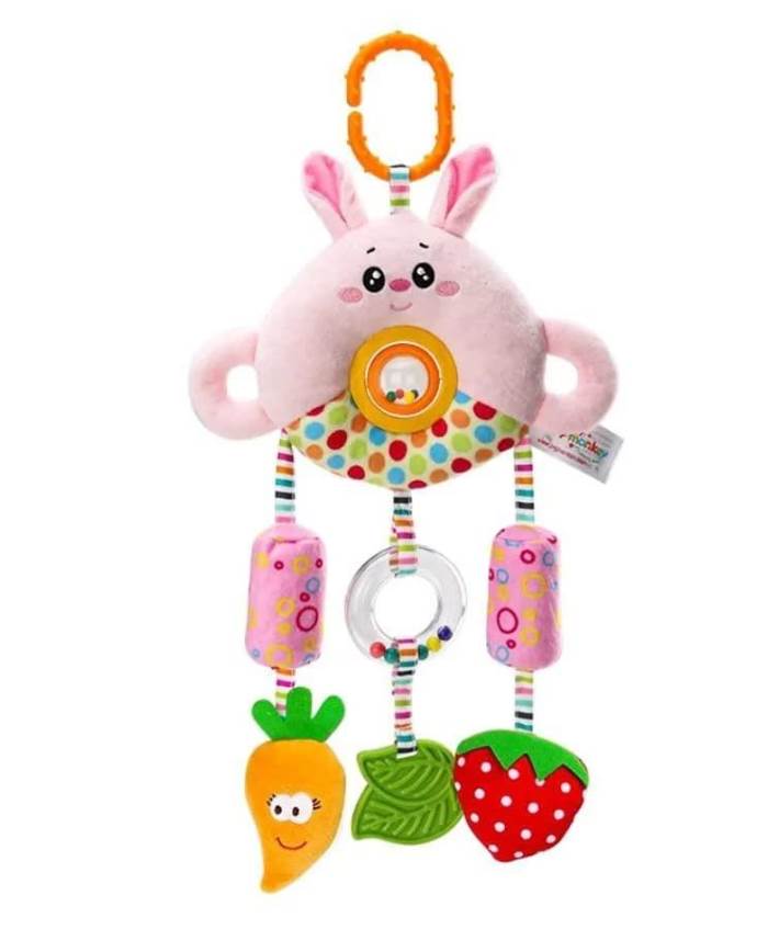 Smile Baby Baby Crib & Stroller Plush Playing Toy Car Hanging Rattles (Rabbit Pink)
