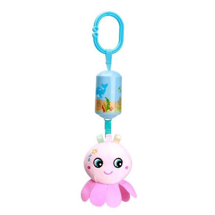 Baby Cartoon Animal Stuffed Hanging Rattle Toys, Bed Crib Car Seat Travel Stroller Soft Plush Toys with Wind Chimes