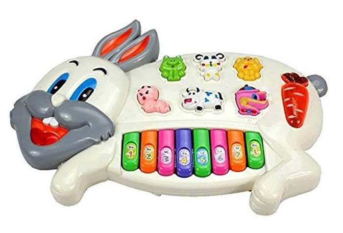 Smile Baby Rabbits Musical Piano With 3 Modes Animal Sounds, Flashing Lights & Wonderful Music
