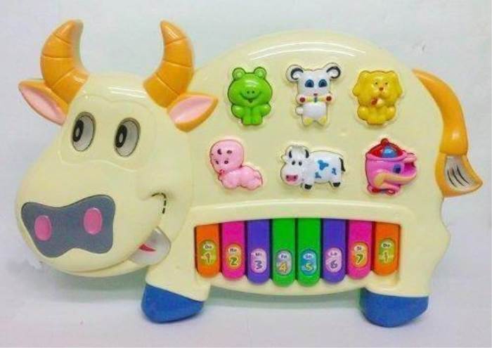 Smile Baby Kids Choice Cow Musical Piano With 3 Modes Animal Sounds, Flashing Lights & Wonderful Music (Caw Piano)