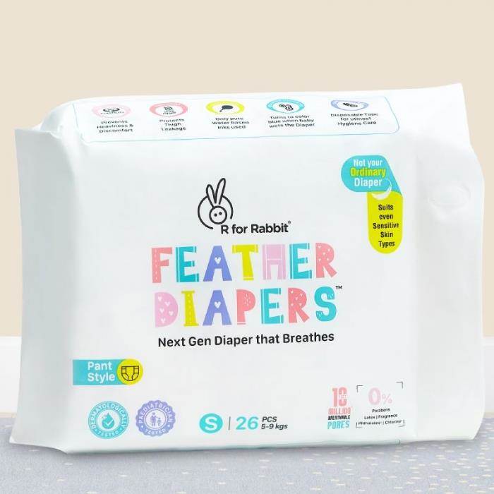 R for Rabbit Small S Size Premium Feather Diaper for Baby 5 to 9 kgs