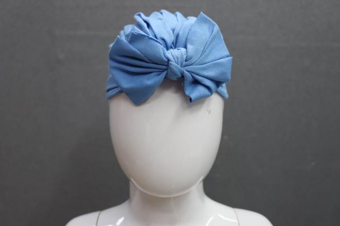 SMILE BABY Blue Bow with Cotton Cloth Turban Kont Bow Cap for Baby Girls & Baby Boys Turban Bow Cap Infant