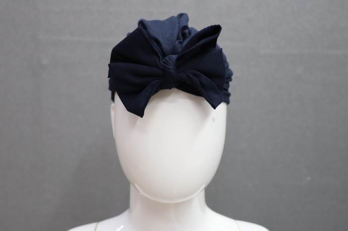 SMILE BABY Navy Bow with Cotton Cloth Turban Kont Bow Cap for Baby Girls & Baby Boys Turban Bow Cap Infant