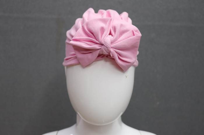 SMILE BABY Pink Bow with Cotton Cloth Turban Kont Bow Cap for Baby Girls & Baby Boys Turban Bow Cap Infant