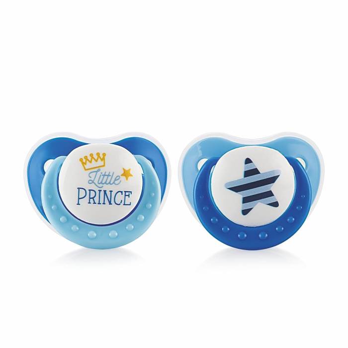 BeeBaby Orthodontic Silicone Baby Pacifier/Soother with Protective Cap (Blue, Pack of 2)