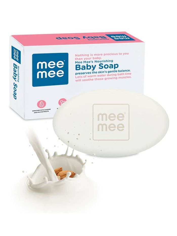 Mee Mee Nourishing Baby Soap For Bath Bar with 100% Natural Amond Oil & Milk Extract, Dermatologically Tested For Soft B