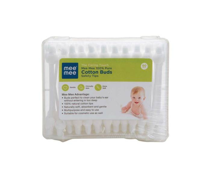 Mee Mee 100 Percent Pure Cotton Buds - White, 60 pcs