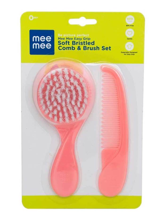 Mee Mee Easy Grip Soft Bristled Comb & Brush Set (Blue)