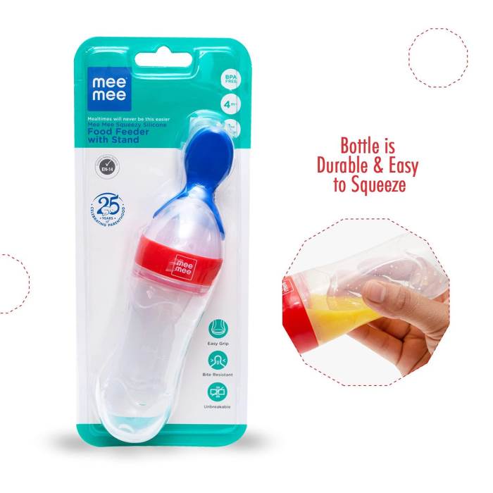 Mee Mee Squeezy Silicone Food Feeder (Blue)