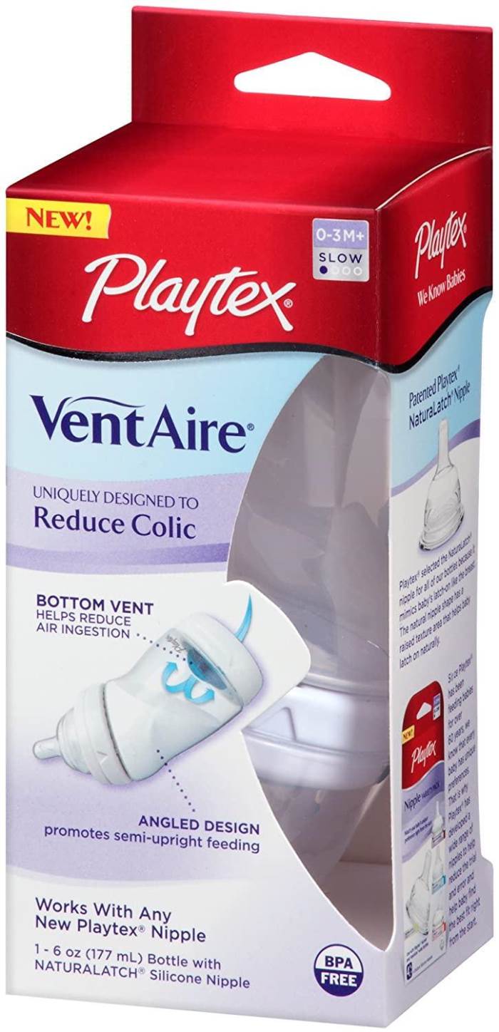 Playtex VentAire Advanced Wide Bottle, 6 Ounce,Colors May Vary