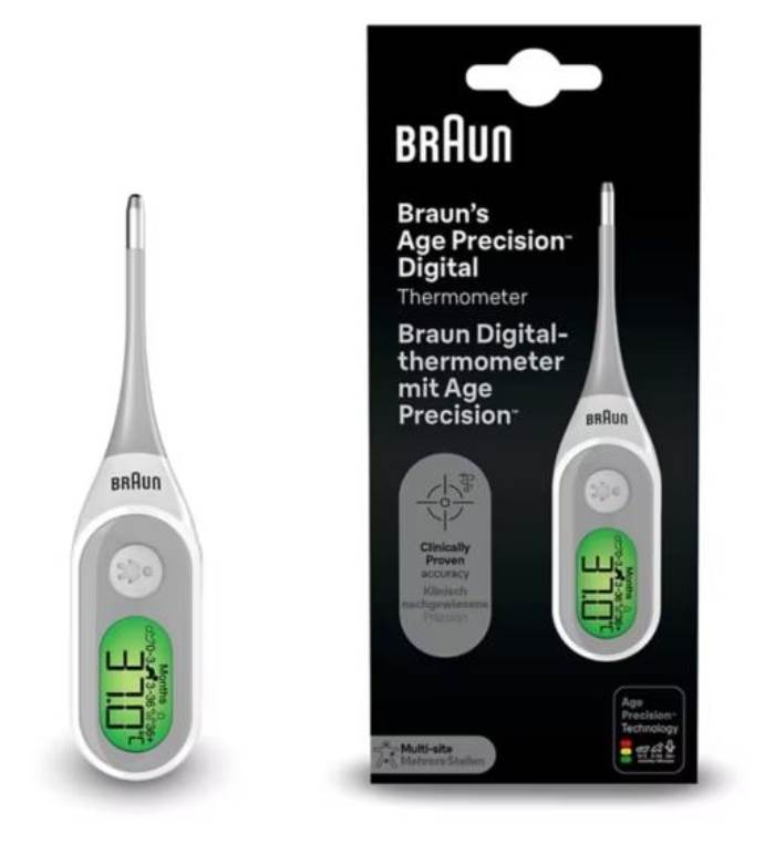  Braun Digital Stick Thermometer With Age Precision PRT2000