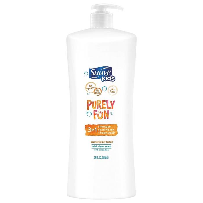 Suave Kids 3 In 1 Shampoo + Conditioner+ Body Wash Purely Fun, Orange