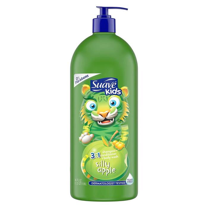 Suave Kids 3 in 1 Shampoo Conditioner Body Wash, Pump, Apple (40 Oz) by Suave