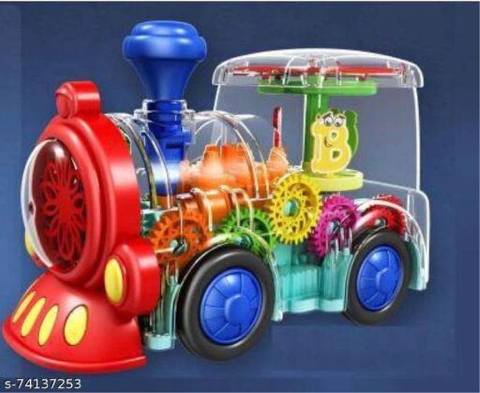 Transparent Gear Train Engine Vehicles with 3 D Flashing Led Lights & Musical Vehicles for Kids (Multicolor)