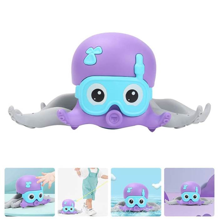 SMILE BABY Octopus Floating Bath Toy, Baby Water Octopus Toy, Creative Pull Walking Toy, Bathtub Toy for Kids (Multicolo
