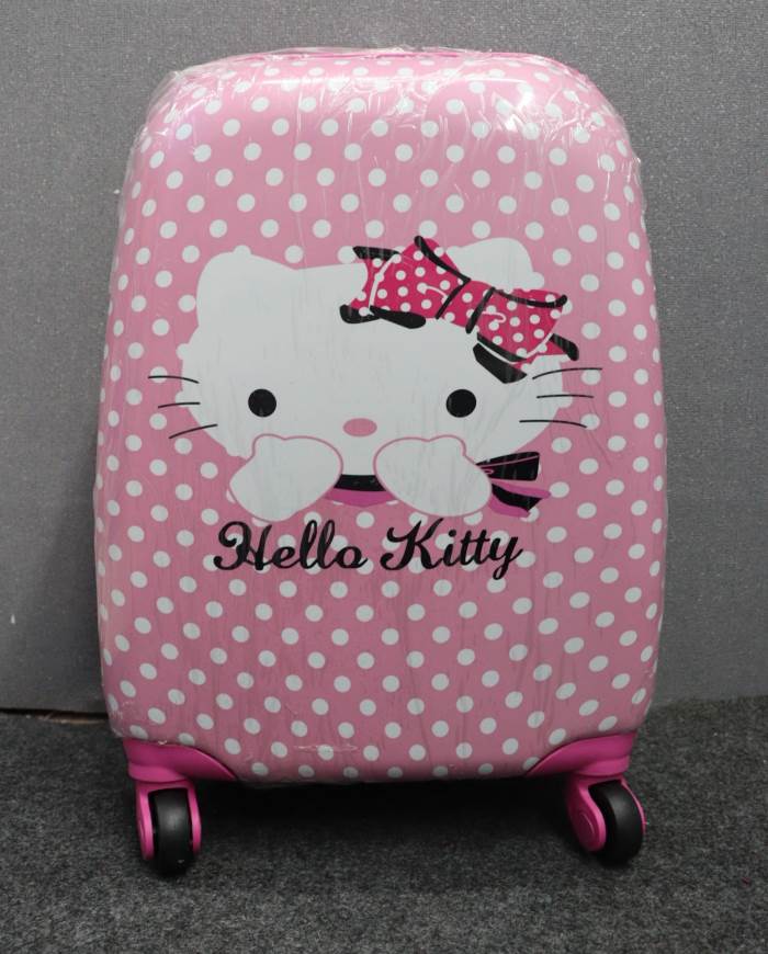 SMILE BABY HELLOW KITTY DOT Print Polycarbonate 360 Rotating Children Trolley Bag (PINK) 