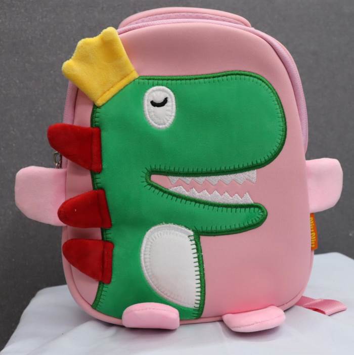 Kids School Bag Soft Plush Backpacks MY FRIEND DINOSEAR Unisex (168-1/PINK)