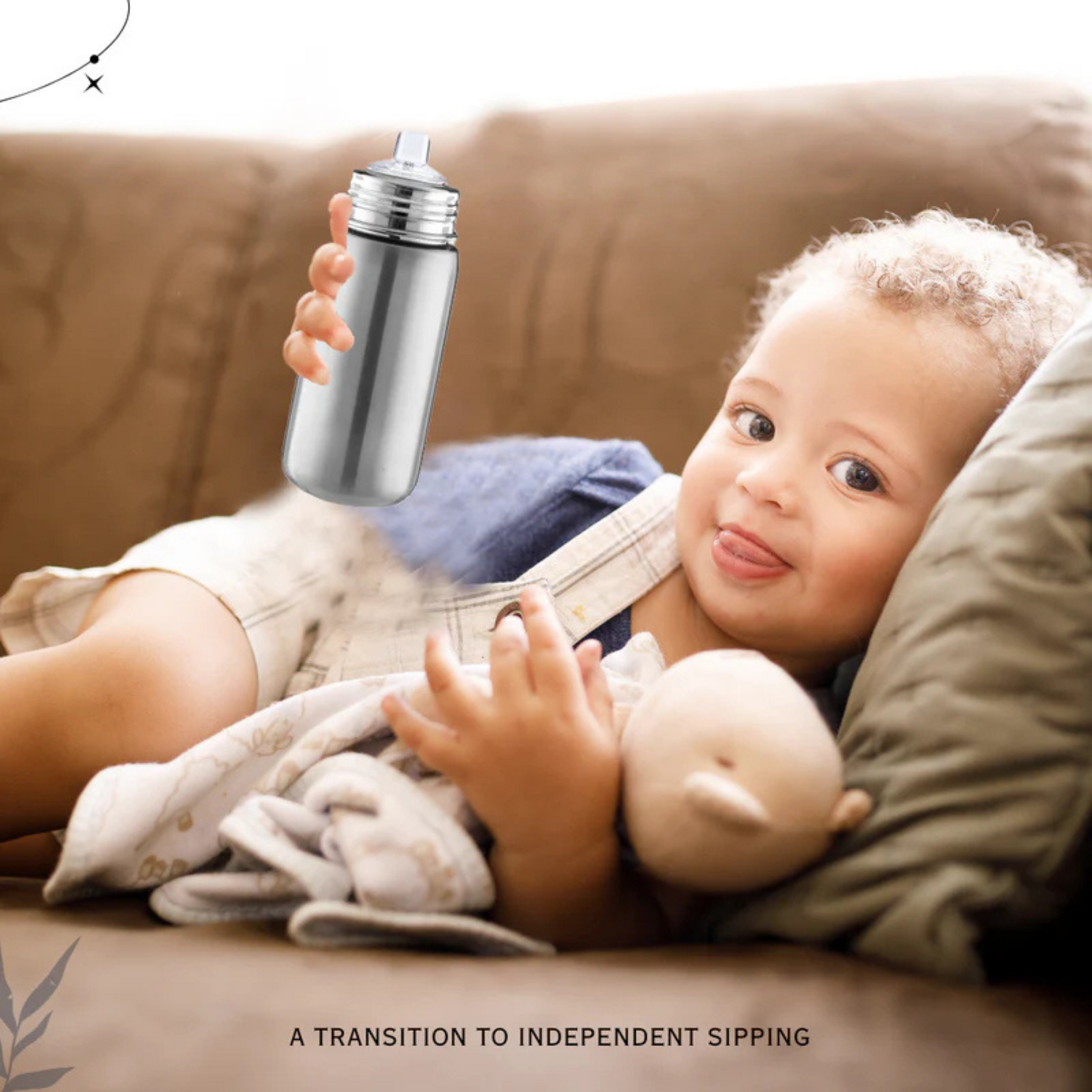 Adore Prime Flow Plus 4 Stage Thermos Double wall Insulated SS Feeding Bottle - 150 ml  (Stainless Steel)
