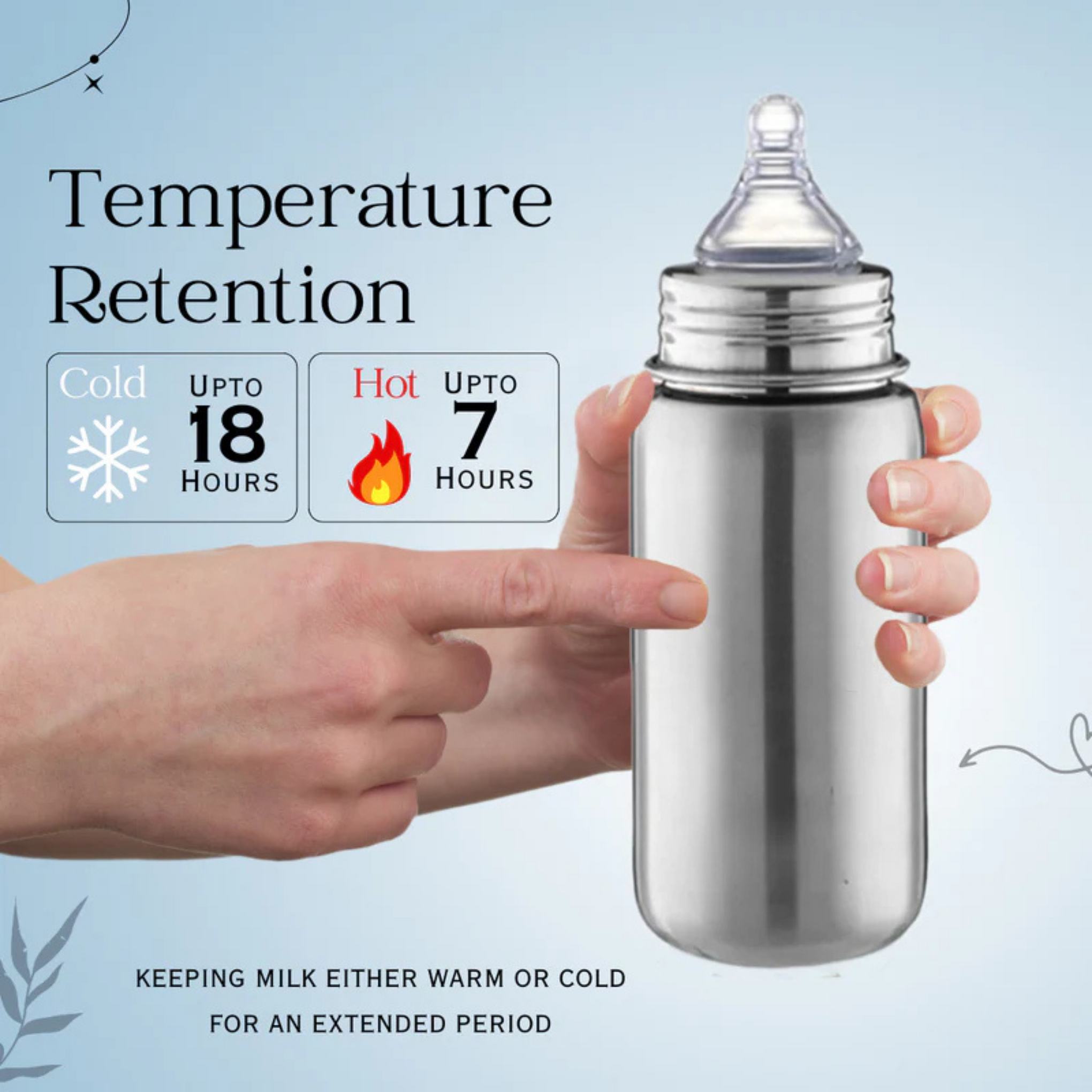 Adore Prime Flow Plus 4 Stage Thermos Double wall Insulated SS Feeding Bottle - 150 ml  (Stainless Steel)