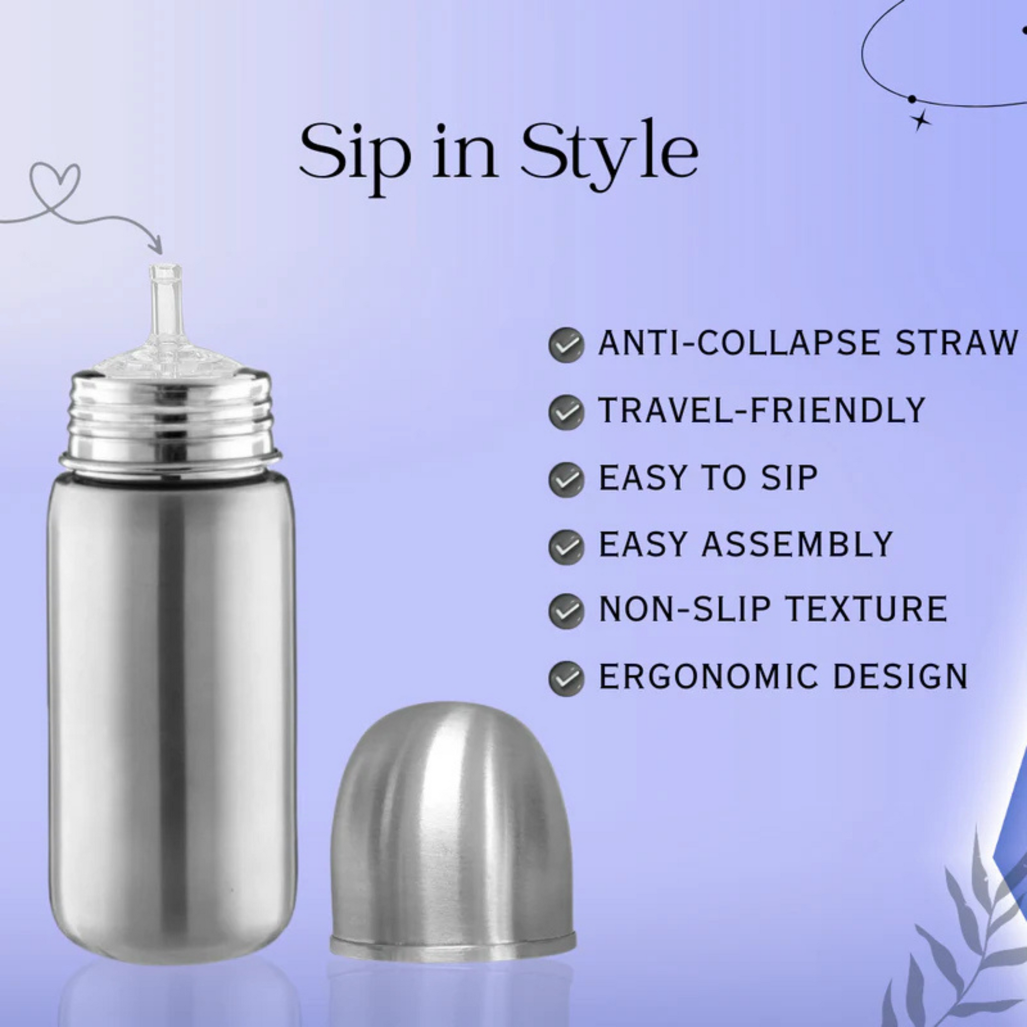 Adore Prime Flow Plus 4 Stage Thermos Double wall Insulated SS Feeding Bottle - 150 ml  (Stainless Steel)