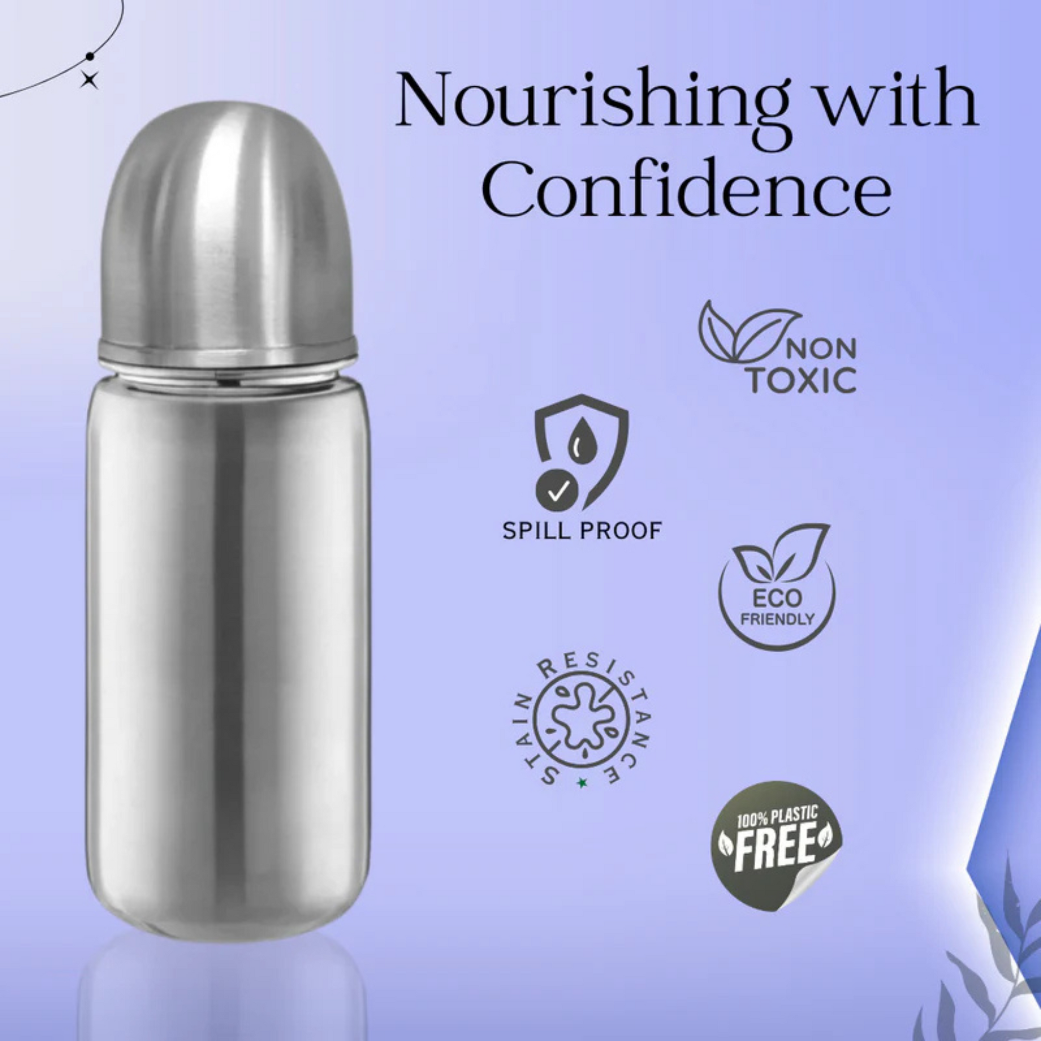 Adore Prime Flow Plus 4 Stage Thermos Double wall Insulated SS Feeding Bottle - 150 ml  (Stainless Steel)